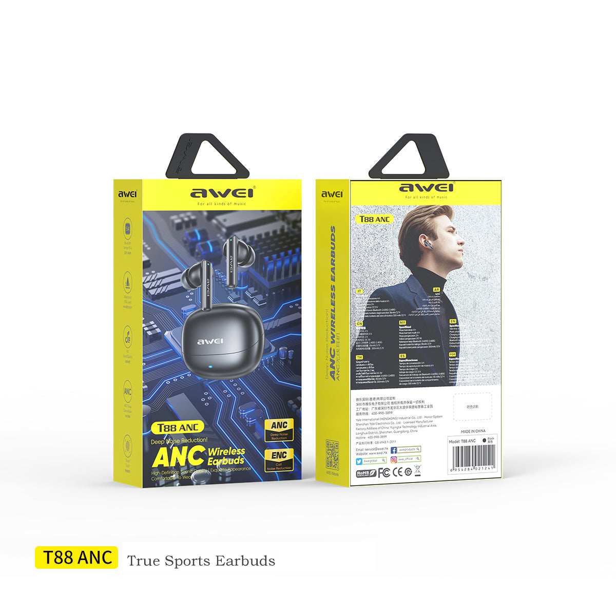 AWEI T88 ANC AI Headphones (AI Translation,ENC Dual Noise Cancellation)