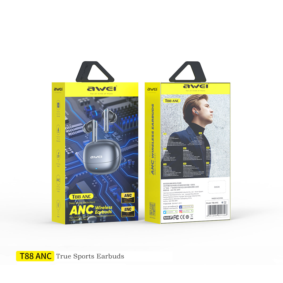 AWEI T88 ANC AI Headphones (AI Translation,ENC Dual Noise Cancellation)
