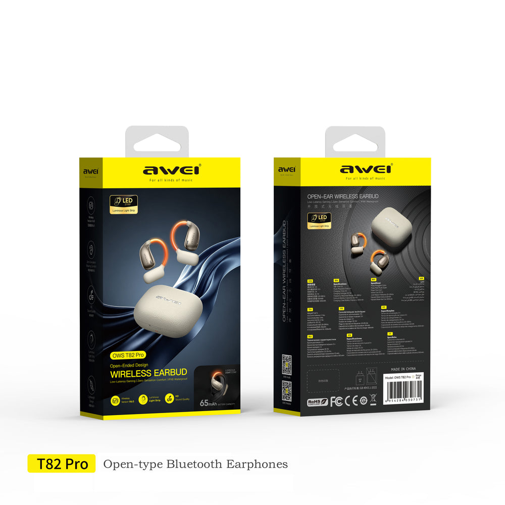 Awei T82 Pro OWS Open-Ear Wireless Earbuds (LED Power Display, App Control)