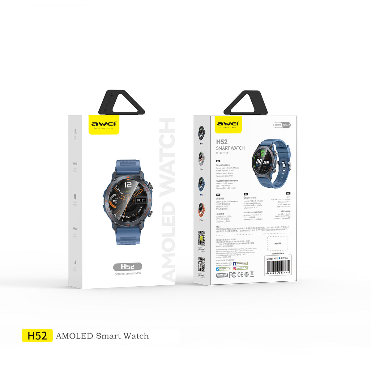 สมาร์ทวอทช์ AWEI H52 (แม่เหล็ก, ทนทาน, แบตเตอรี่ใช้งานได้ยาวนาน, กีฬาระดับมืออาชีพ)