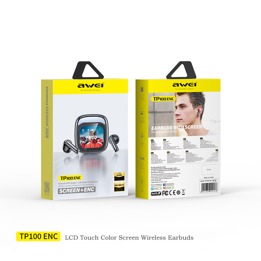 หูฟังบลูทูธหน้าจอสัมผัสสี AWEI TP100ENC