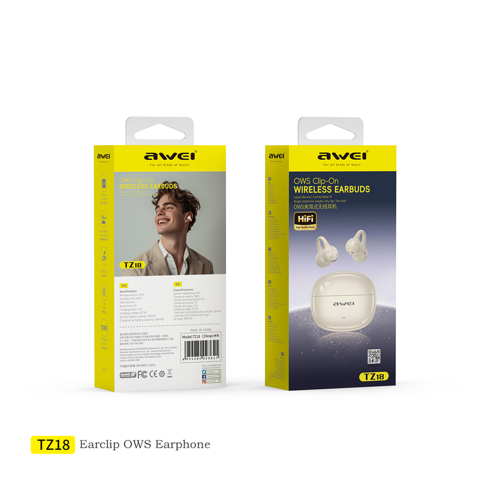 AWEI TZ18 OWS Open Ear Clip Bluetooth Headphones